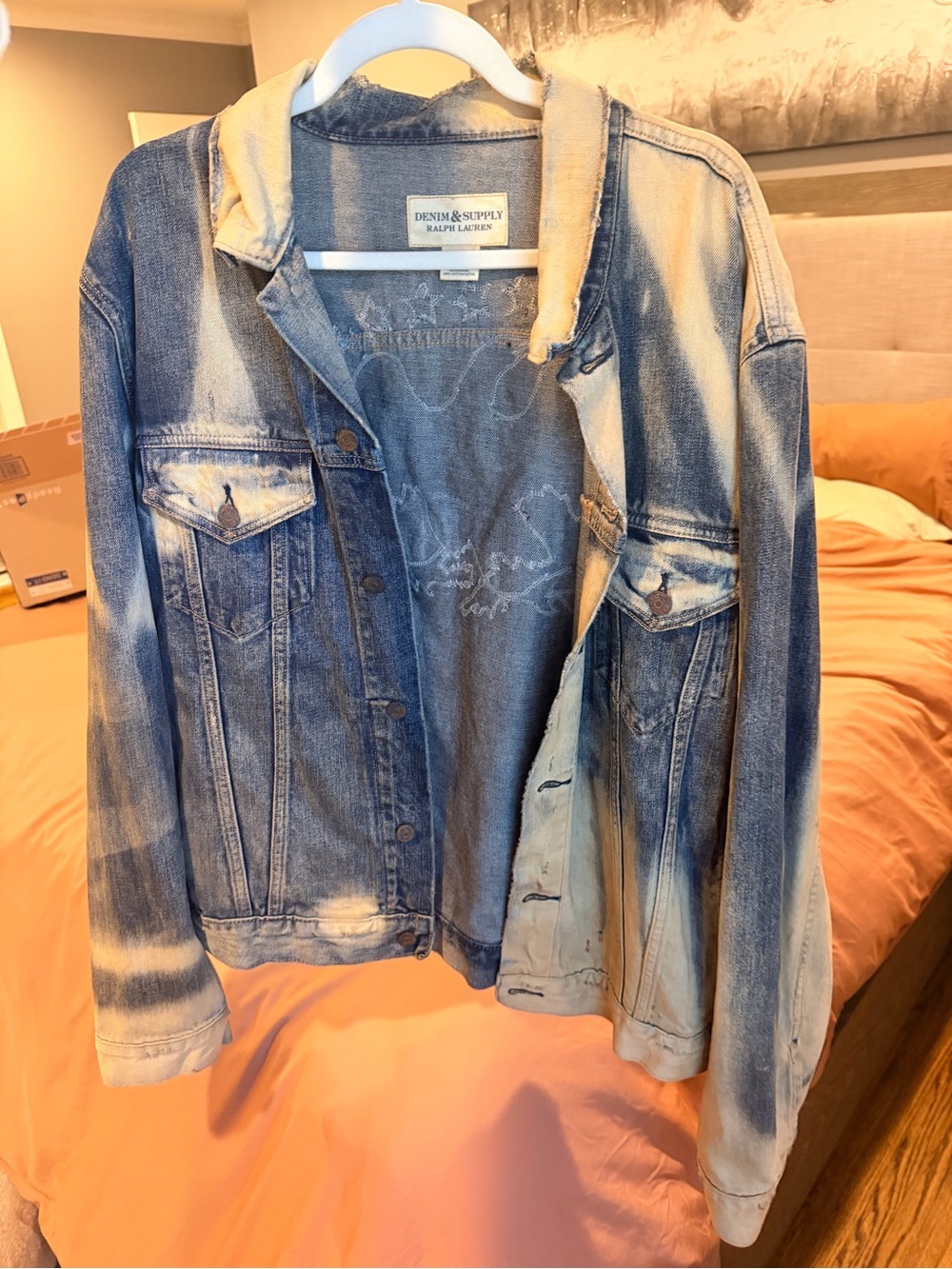 Vintage Ralph Lauren Acid-Wash Denim Jacket with Eagle Shield Patch - Picture 2 of 5